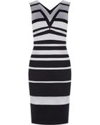 Karen Millen Graphic Stripe Pencil Dress - Lyst