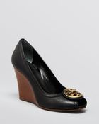 Tory Burch Selma Peep Toe Wedge Pumps - Lyst