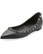 Valentino Noir Rockstud Leather Ballerina - Lyst