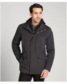 Calvin Klein Medium Grey Zip Up Removable Hood Wool Coat - Lyst