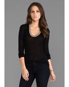 Enza Costa Cashmere Colorblock Bold U Sweater in Black - Lyst