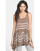 Free People Lace Trim Trapeze Tunic Dress - Lyst