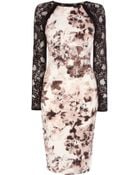 Karen Millen Soft Floral Print Stretch Dress - Lyst