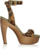 Alexander McQueen Leopardprint Calf Hair Sandals - Lyst