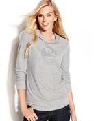 Michael Kors Long-Sleeve Studded-Logo Hooded - Lyst