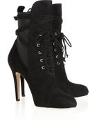 Oscar de la Renta Laceup Suede Boots - Lyst