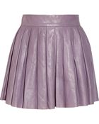 Alice + Olivia Pleated Washedleather Skirt - Lyst