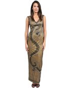 Sue Wong Embroidered Dragon Column Dress - Lyst