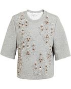 3.1 Phillip Lim Embellished Jersey Cropped Sweater - Lyst