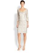 Kay Unger Beaded Lace Sheath Dress - Lyst