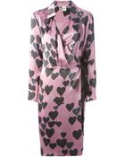 Lanvin Heart Print Wrap Dress - Lyst