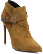 Saint Laurent Suede Buckle Ankle Boots - Lyst