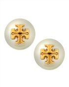 Tory Burch Evie Pearly Logo Stud Earrings - Lyst
