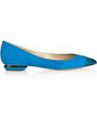 Nicholas Kirkwood Metal-Trimmed Suede Point-Toe Flats - Lyst