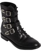 Saint Laurent Buckle Strap Rangers Boots - Lyst
