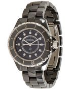 Chanel Black Ceramic And Diamond 'J12 Classic' Watch - Lyst