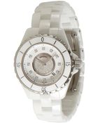 Chanel White Ceramic And Diamond 'J12 Gem-Set' Watch - Lyst