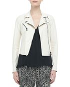 Haute Hippie Cropped Leather Motorcycle Jacket - Lyst