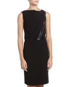Alexander Wang Draped Jersey Leather Dress Black - Lyst