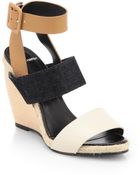 Pierre Hardy Leather Canvas Multistrap Wedge Sandals - Lyst
