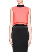 Victoria Beckham Open Back Silk Blend Cropped Top - Lyst