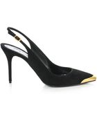 Alexander McQueen Cappedtoe Suede Slingback Pumps - Lyst