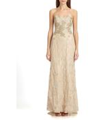 Badgley Mischka Lace Tulle Strapless Gown - Lyst