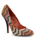 Missoni Zigzag Knit Leather Roundtoe Pumps - Lyst