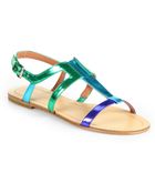 Sigerson Morrison Kimora Metallic Strappy Flat Sandals - Lyst