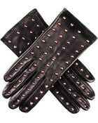 Black.co.uk Gold Studded Black Leather Gloves- Silk Lined - Lyst