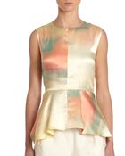 Elizabeth And James Yumi Watercolor Peplum Detail Top - Lyst
