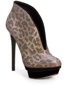 B Brian Atwood Fortosa Metallic Leopard Ankle Boots - Lyst