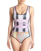 Clover Canyon One Piece Mixed Print Swimsuit - Lyst