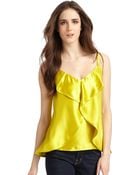 Cynthia Rowley Silk Satin Petal Tank Canary - Lyst