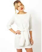Asos Shift Dress With Tie Waist - Lyst