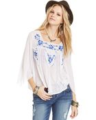 Free People Embroidered Ruffled Peasant Top - Lyst