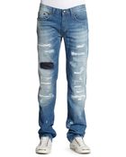 Just Cavalli Patch Detail Distressed Straightleg Jeans - Lyst