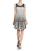 Kay Unger Printed Pleated Dress - Lyst