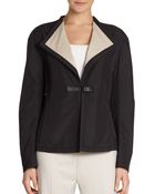 Lafayette 148 New York Relaxed Faux Leather Trim Jacket - Lyst