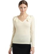 Moschino Cheap & Chic Wool Snapon Ruffle Trimmed Sweater - Lyst