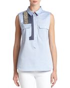 Sachin & Babi Magnolia Chambray Embellished Top - Lyst