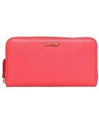 Fendi Saffiano Leather Zip Around Wallet - Lyst