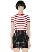 Saint Laurent Sequin Stripes Knit Cotton Top - Lyst