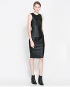 Zara Faux Leather Peplum Dress - Lyst
