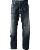 Armani Jeans Distressed Straight Leg Jean - Lyst