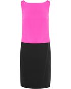 DKNY Color-Block Stretch-Silk And Crepe Dress - Lyst
