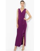 Lauren by Ralph Lauren Matte Jersey Faux Wrap Gown - Lyst