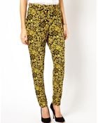 Asos Peg Pants In Gold Oriental Print - Lyst