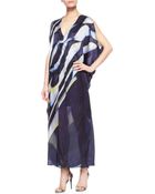 ESCADA Printed Silk Caftan Maxi Dress - Lyst