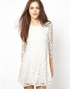 John Zack Lace Swing Dress with Deep V Back - Lyst